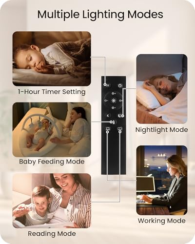 Dimmable Black Floor Lamp for Living Room with Remote and Foot Switch