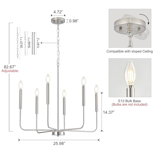 Modern Brushed Nickel Chandelier for Dining Room