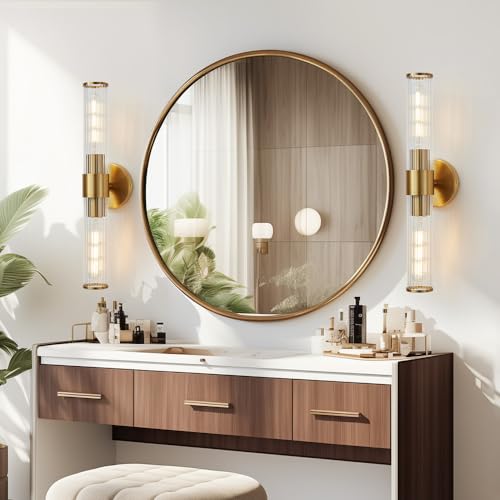 Hardwired Gold Vanity Light Threaded Glass Wall Sconce 2 Pack (2 Count)