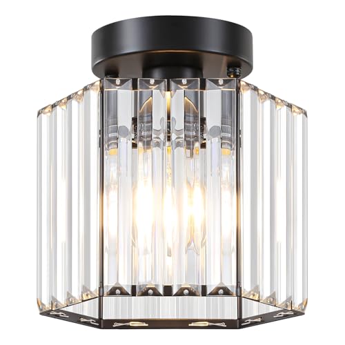 2 Pack Crystal Semi Flush Mount Ceiling Lights Entryway Light Fixture (2 Count)