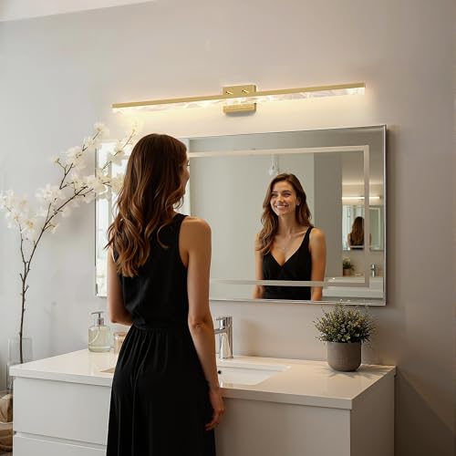 48 Inch Gold Vanity Light Bar Over Mirror Marble Acrylic 3CCT
