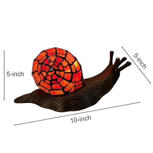 L10989 Red Land Snail Tiffany Style Stained Glass Accent Table Lamp