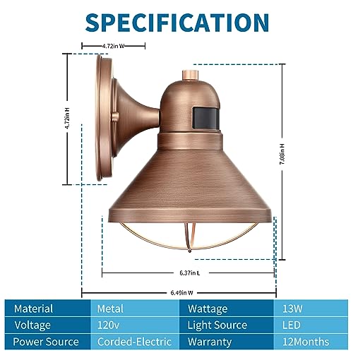 Motion Sensor Outdoor LED Barn Light Dusk to Dawn Exterior Wall Lantern