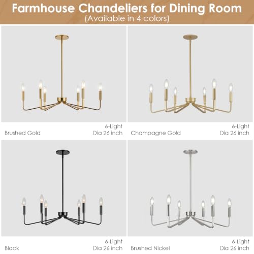 6 Light Brushed Nickel Candle Chandelier for Dining Room