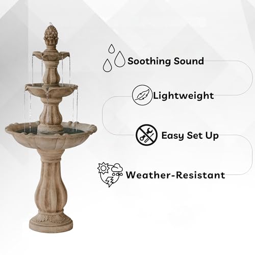 51" 3 Tier Outdoor Water Fountain with Pump