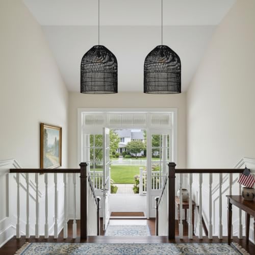 1 Light Wicker Bell Pendant Lamp