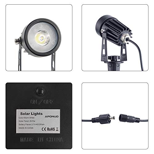 Metal Solar Spot Lights Outdoor with 9.8ft Cable Solar Powered Landscape Lighting Low Voltage IP65 Waterproof Auto On (2 Count)
