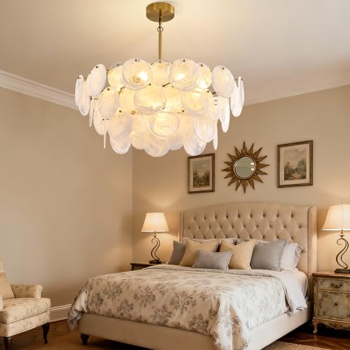 Large Gold Modern Glass Chandelier