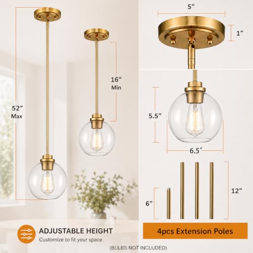 Gold Globe Pendant Light (2 Count)