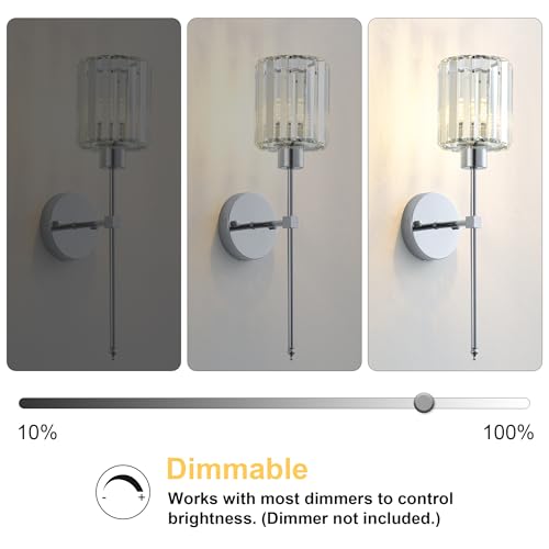 Hardwired Crystal Wall Sconces Set of 2