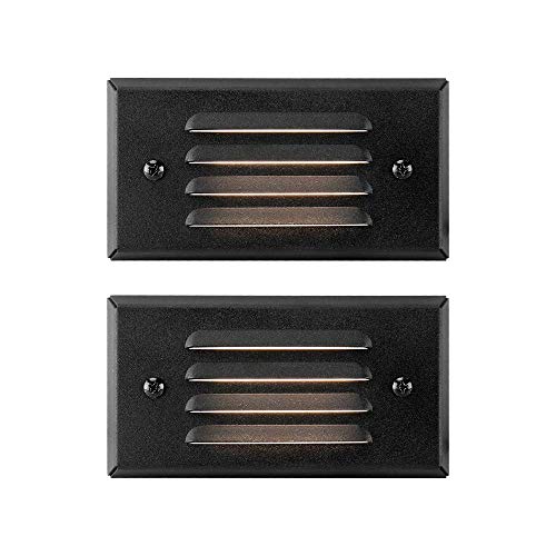12V 3W Surface Mount Low Voltage LED Step Light with Horizontal Louvered Faceplate for Steps Decks Pathway Yard Stairs Fences (2 Count)