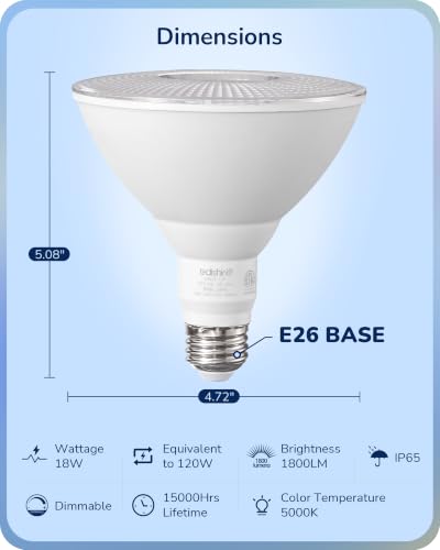 PAR38 LED Flood Light Bulbs Outdoor Dimmable 5000K 1800LM 4 Pack (4 Count)