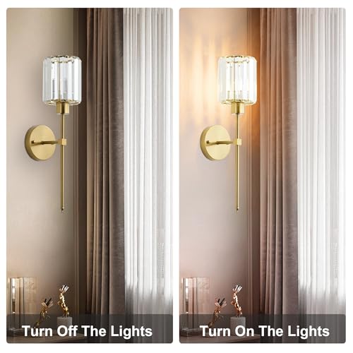 Hardwired Crystal Wall Sconces Set of 2