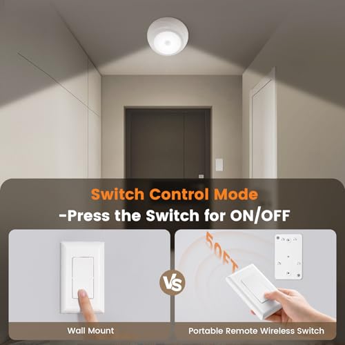 Battery Ceiling Light with Wall Switch Remote
