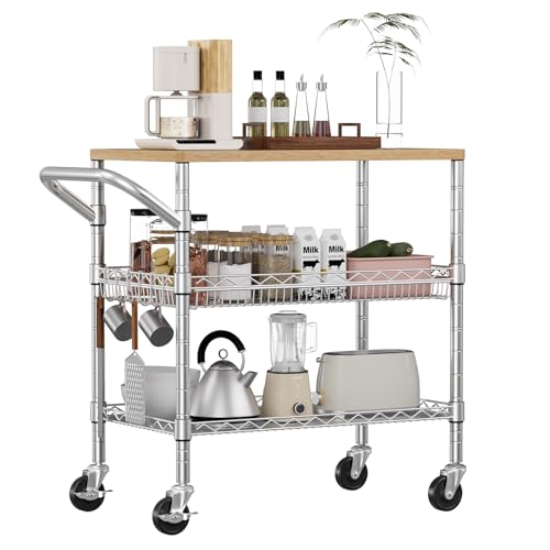 3 Tier Rolling Kitchen Carts with Wheels