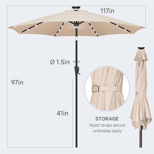 Solar Patio Umbrella with Centre Light