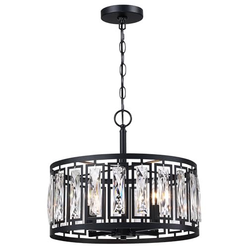 Modern Black Crystal Chandeliers for Dining Room