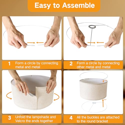Beige Large Drum Lamp Shades for Floor Lamps