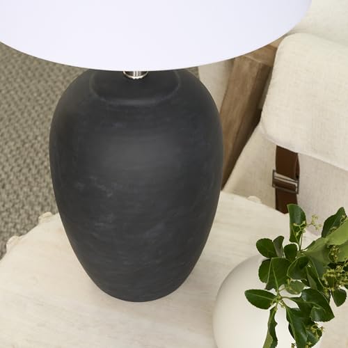 Home 23" Black Vintage Distressed Ceramic Pot Table Lamp for Bedroom