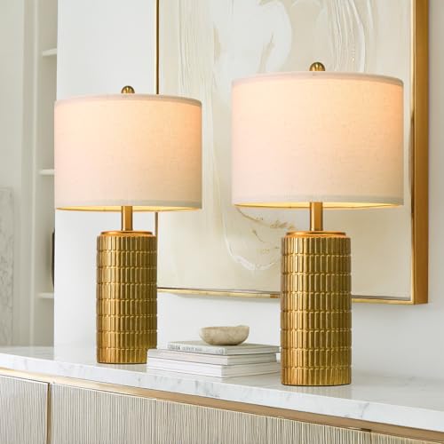 23" Brass Gold Ceramic Table Lamps for Living Room