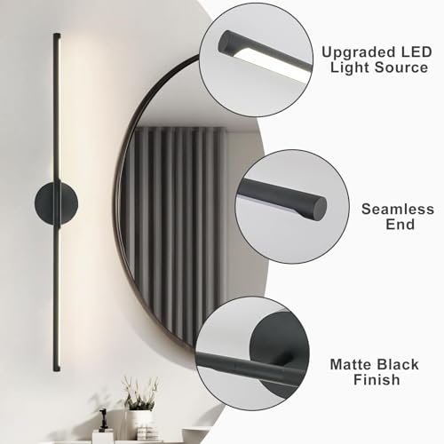 Matte Black Bathroom Light Fixtures Over Mirror 43 Inch