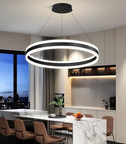 D23.6'' Modern Ring Chandelier for Dining Room LED Dimmable Pendant Lighting High Ceiling Chandelier for Living Room Foyer Bedroom Entryway 3000K