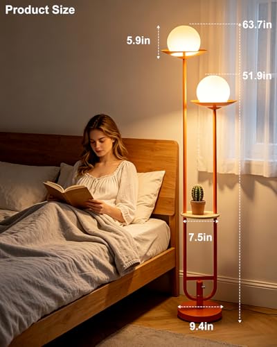 63IN Globe Floor Lamp with Shelf 2 (2 Count)
