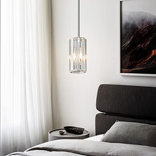 Chrome Pendant Lighting Modern Pendant Light Mini Crystal Chandeliers Adjustable Pendant Light Fixture for Kitchen Island Dinning Room Corridor Bedroom