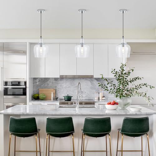 10”Chrome Hammered Glass Pendant Light Modern 1 Light Single Dome Pendent Lighting Fixtures for Kitchen Island Dining Room Hallway