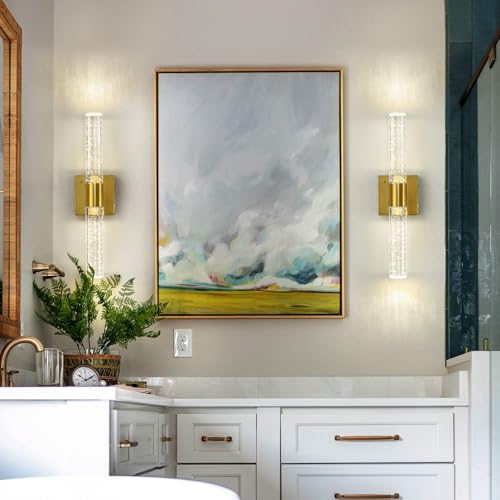 Gold Wall Sconces Set of Two Battery Operated