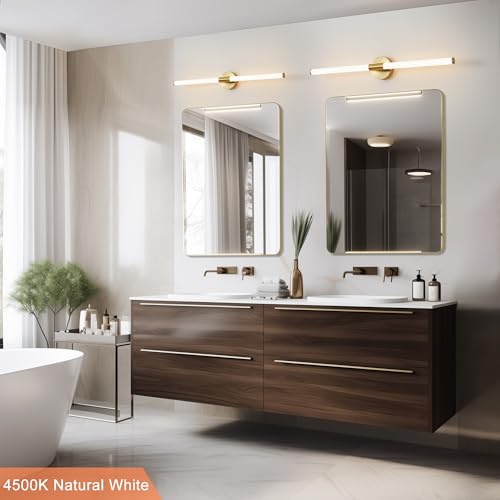 Glod Wall Sconces Set of Two Hardwired LED Vanity Light 31" (2 Count)