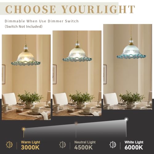 1 Pack Vintage Brushed Gold Crystal Blue Glass Pendant Light Fixture (Golden And Blue / 1-Light)