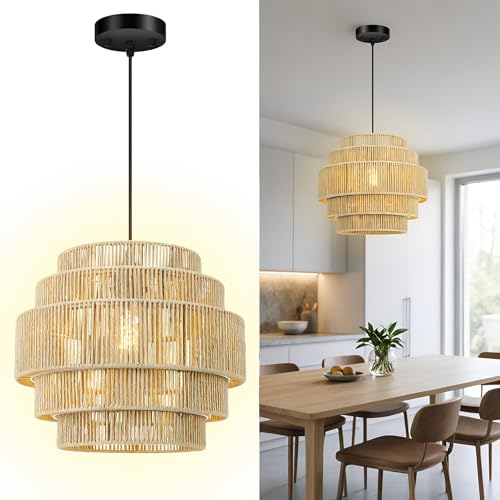 Boho Rattan Chandelier Light