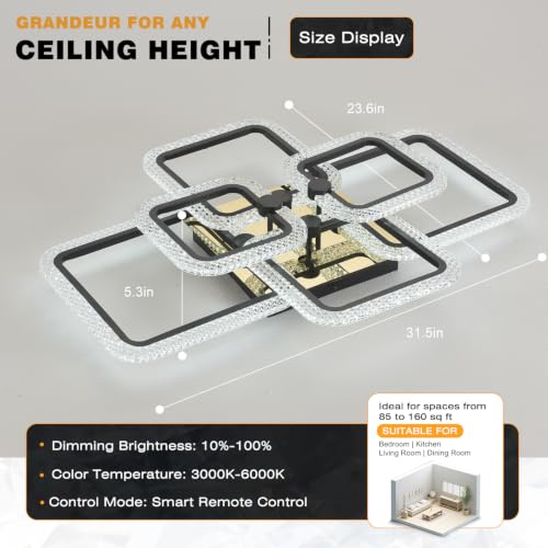 Remote Control Dimmable Square White Acrylic Ceiling Light