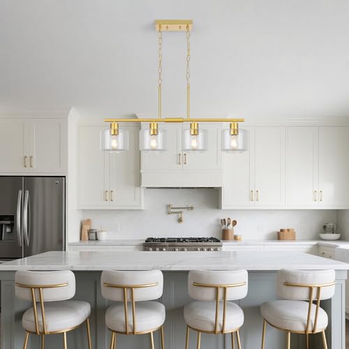 4 Light Brushed Gold Kitchen Island Lighting