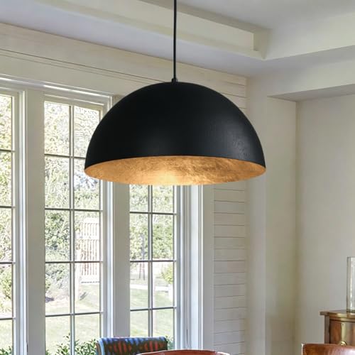 15 Inch Black and Gold Leaf Pendant Light
