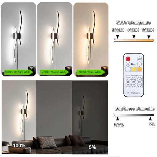 Modern Black Plug in Wall Sconces Set of 2 (2 Count)