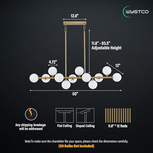 50" Large Glass Globe Sputnik Chandelier
