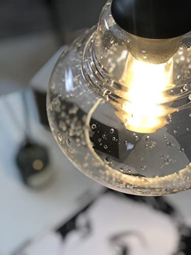8 Inch Pendant Light Fixtures Seeded Bubble Glass Hanging Light Industrial Pendant Lighting for Kitchen Island Farmhouse Bar Bathroom Dining Room Oil Rubbed Bronze Finish