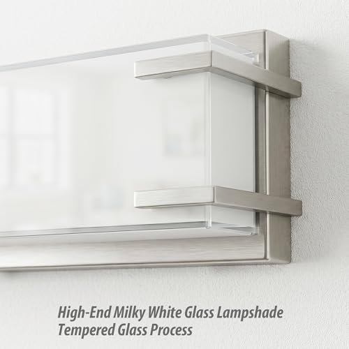 LED Bathroom Light Fixture Over Mirror 24.4" Vanity Light with Milky White Lampshade 4000K Daylight Brushed Nickel Bath Bar (24 Count)