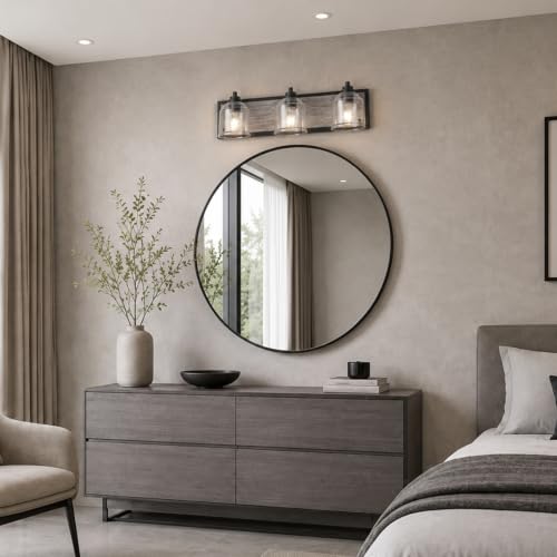23" 3 Light Farmhouse Bathroom Vanity Light with Bubble Glass