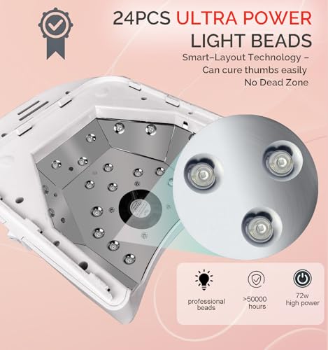 72W Cordless LED UV Nail Lamp with Fan (48 Ounce)