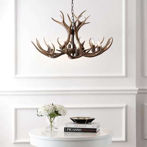 Eldora 6 Light Resin Antler Chandelier 33"