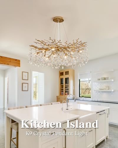 Modern Tree Branch Crystal Chandelier Luxury Gold Crystal Pendant Lighting 40" Contemporary 14