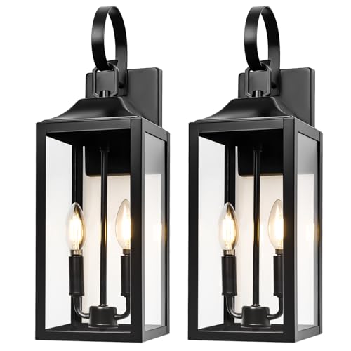 19" Large Black Outdoor Wall Lights (2 Count)