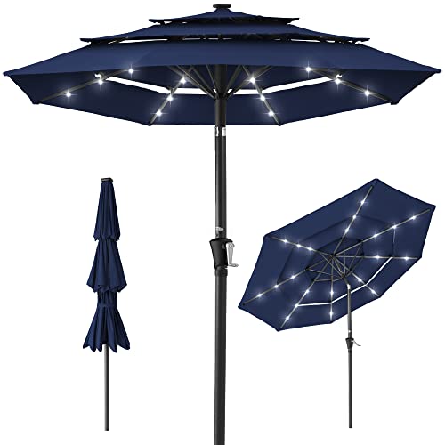 10ft 3 Tier Solar Patio Umbrella