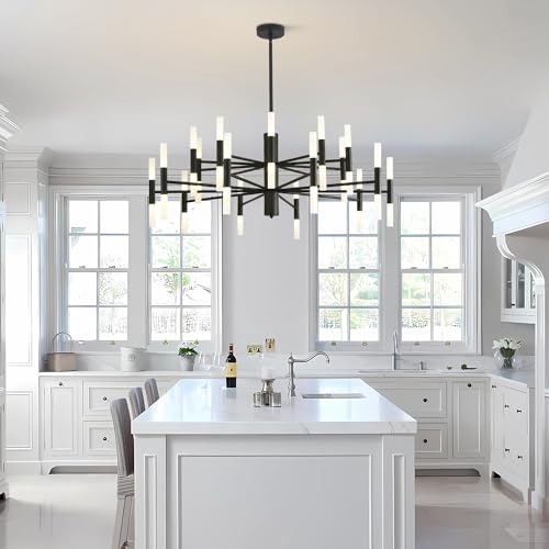 Lighting Black Sputnik Light Fixture Vintage Chandelier Light Fixture 40 Lights Mid Century Modern LED Chandelier Transitional Farmhouse Bedroom Sputnik Ceiling Light