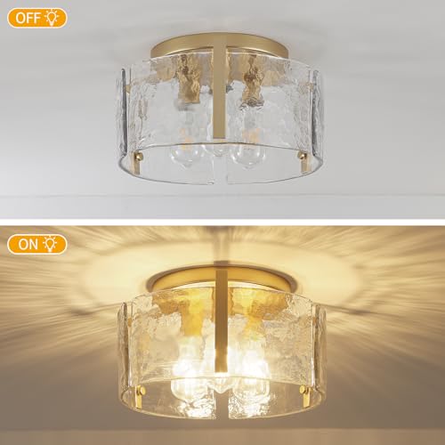 Modern Gold Semi Flush Mount Ceiling Light 3 Lights Ceiling Lamp (3 Count)