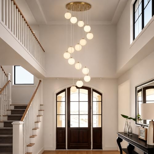 Gold Globe High Ceiling Chandelier (Gold / 15-Light)