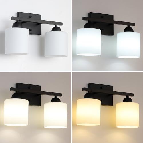 Milk Glass Vanity Lights for Bathroom (2 Count)